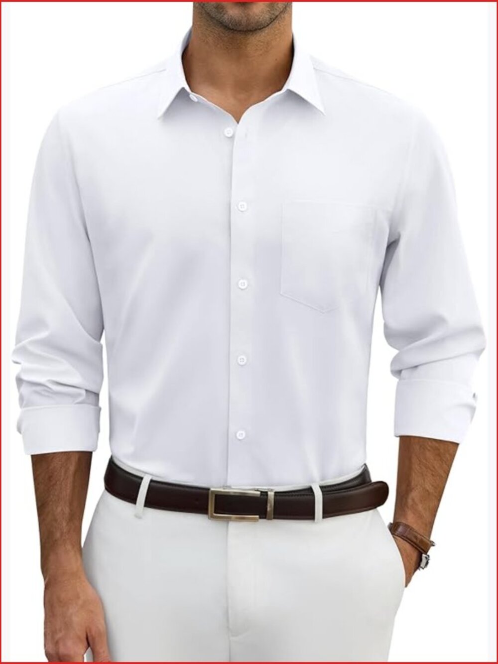Wrinkle Free Long Sleeve Stretch Button Down Dress Shirt